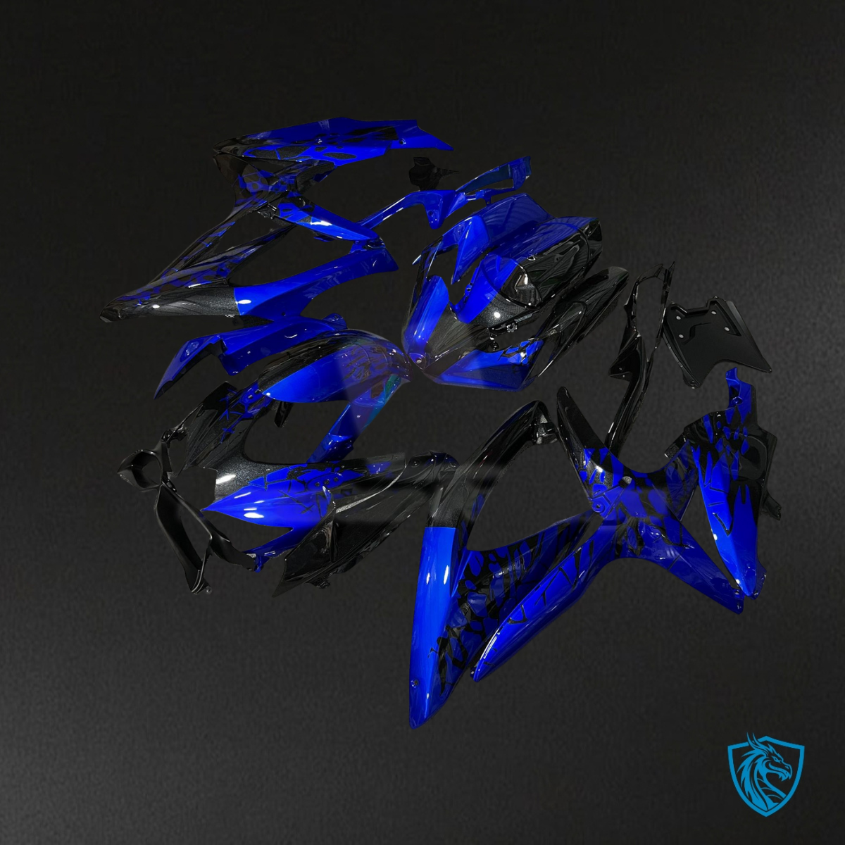 Suzuki GSXR 600-750 (2008-2010) Gloss Black & Candy Blue Fairing Kit - Aftermarket ABS Bodywork