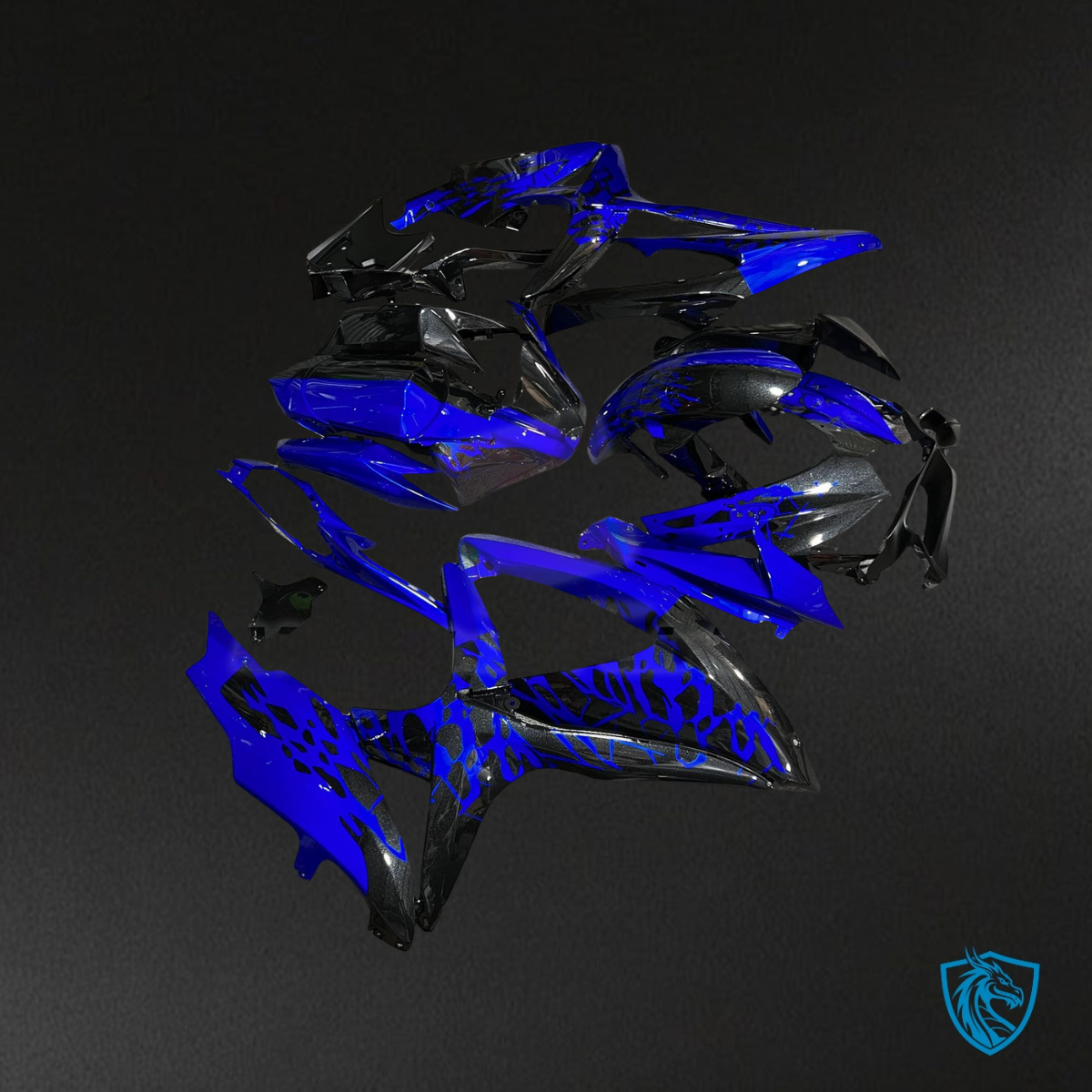Suzuki GSXR 600-750 (2008-2010) Gloss Black & Candy Blue Fairing Kit - Aftermarket ABS Bodywork