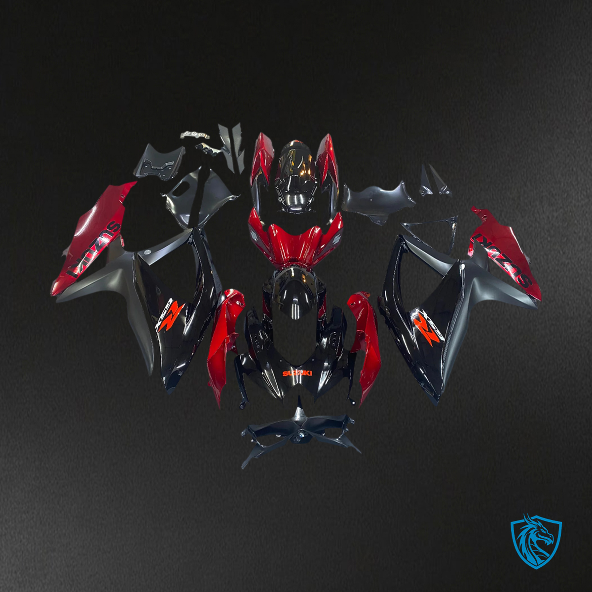 Suzuki GSXR 600-750 (2008-2010) Gloss Black & Red - Fairing Kit