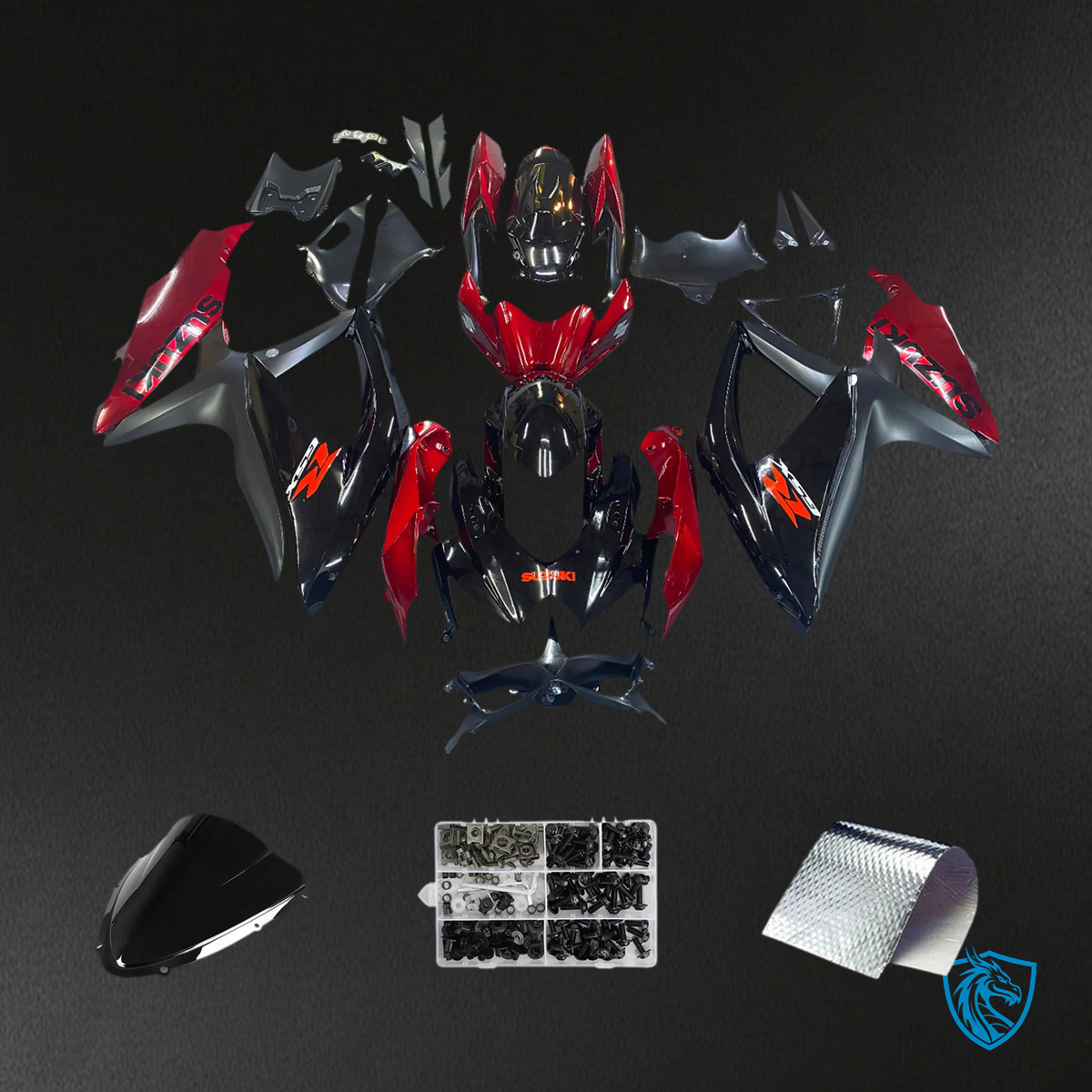 Suzuki GSXR 600-750 (2008-2010) Gloss Black & Red - Fairing Kit