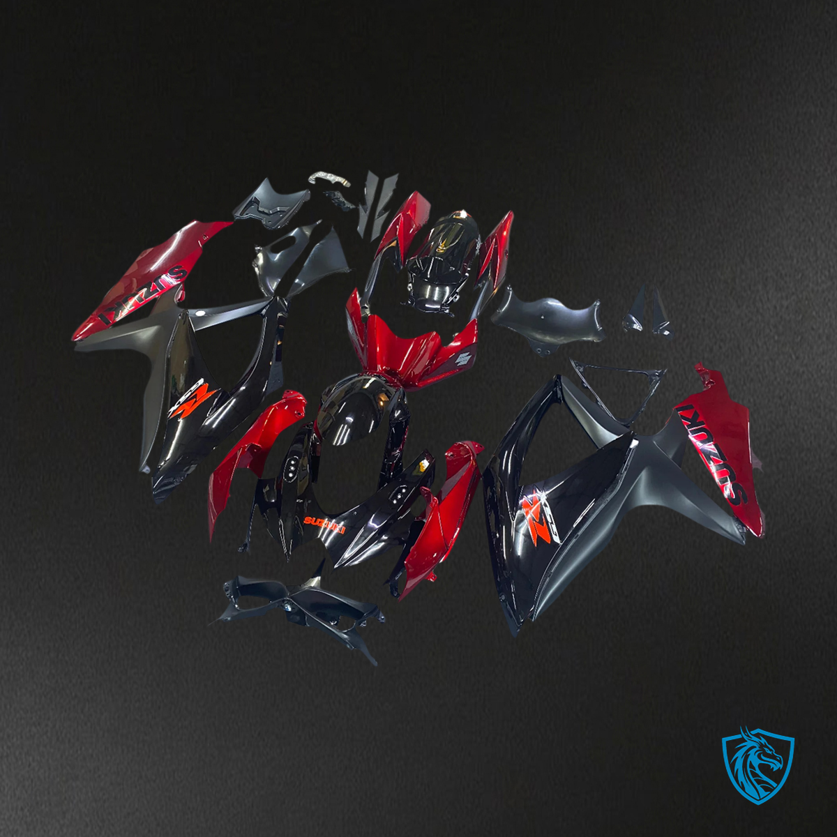 Suzuki GSXR 600-750 (2008-2010) Gloss Black & Red - Fairing Kit