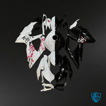 Suzuki GSXR 600-750 (2008-2010) Gloss Black & White Cherry Blossom Fairing Kit | ABS Bodywork
