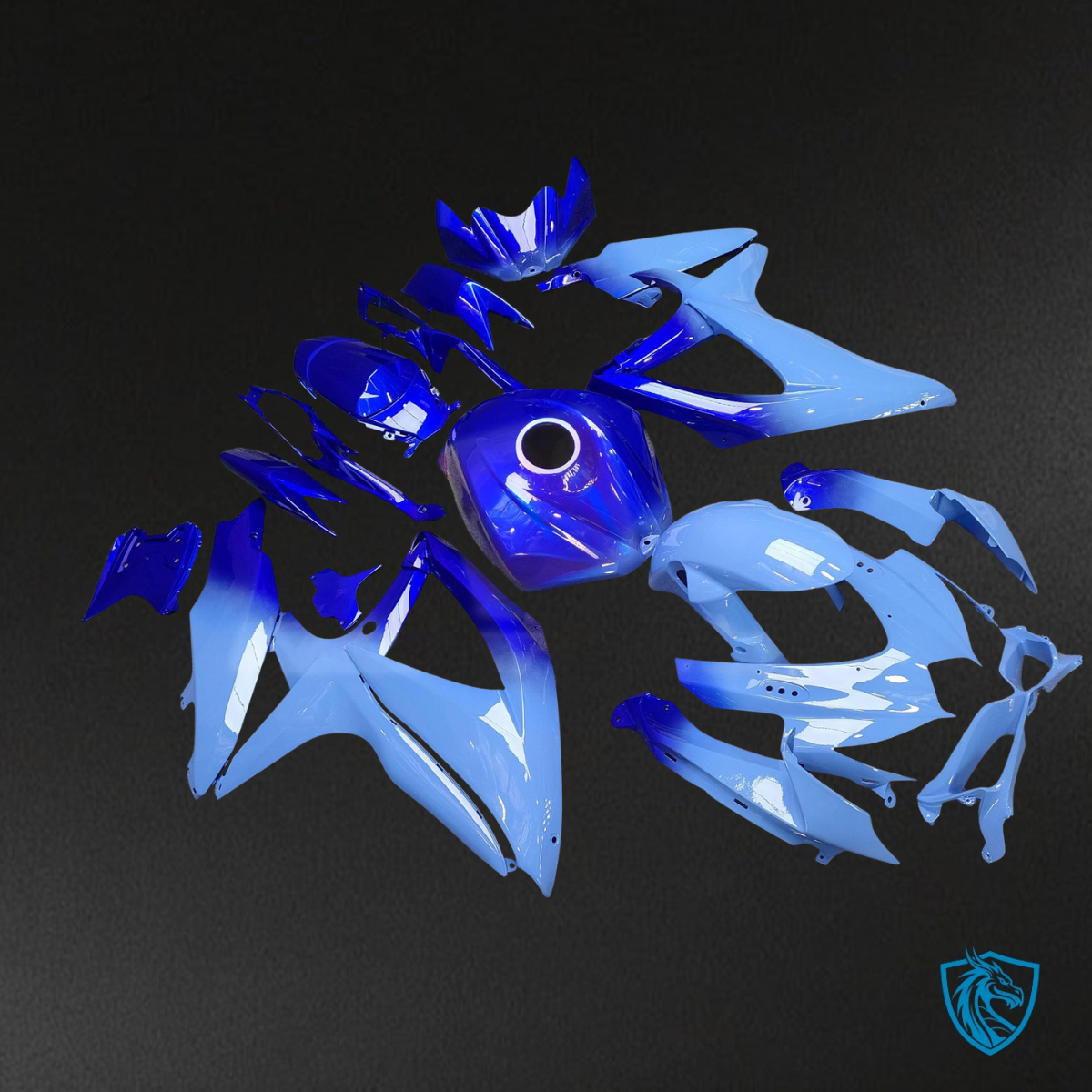 Suzuki GSXR 600-750 (2008-2010) Gloss Light Blue Gradient Fairing Kit | ABS Bodywork
