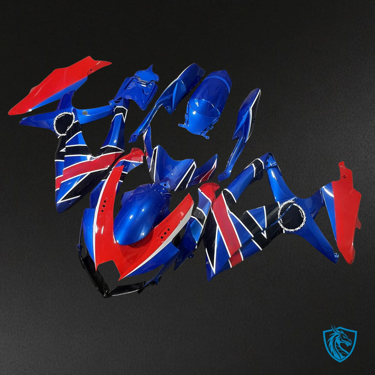 Suzuki GSXR 600-750 (2008-2010) Gloss Blue, Red & Black Fairing Kit - Aftermarket ABS Bodywork