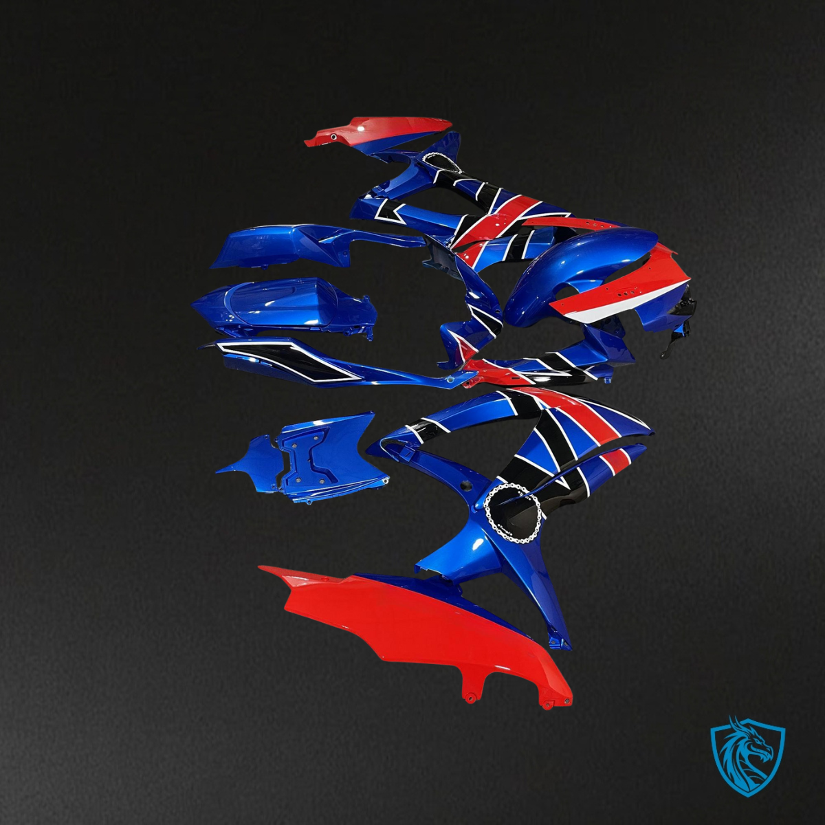 Suzuki GSXR 600-750 (2008-2010) Gloss Blue, Red & Black Fairing Kit - Aftermarket ABS Bodywork