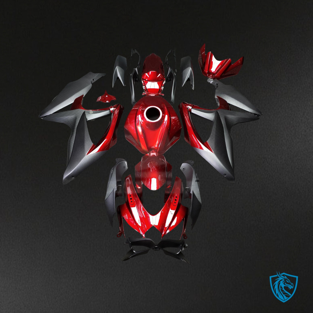 Suzuki GSXR 600-750 (2008-2010) Gloss Candy Red & Silver - Custom ABS Fairing Kit