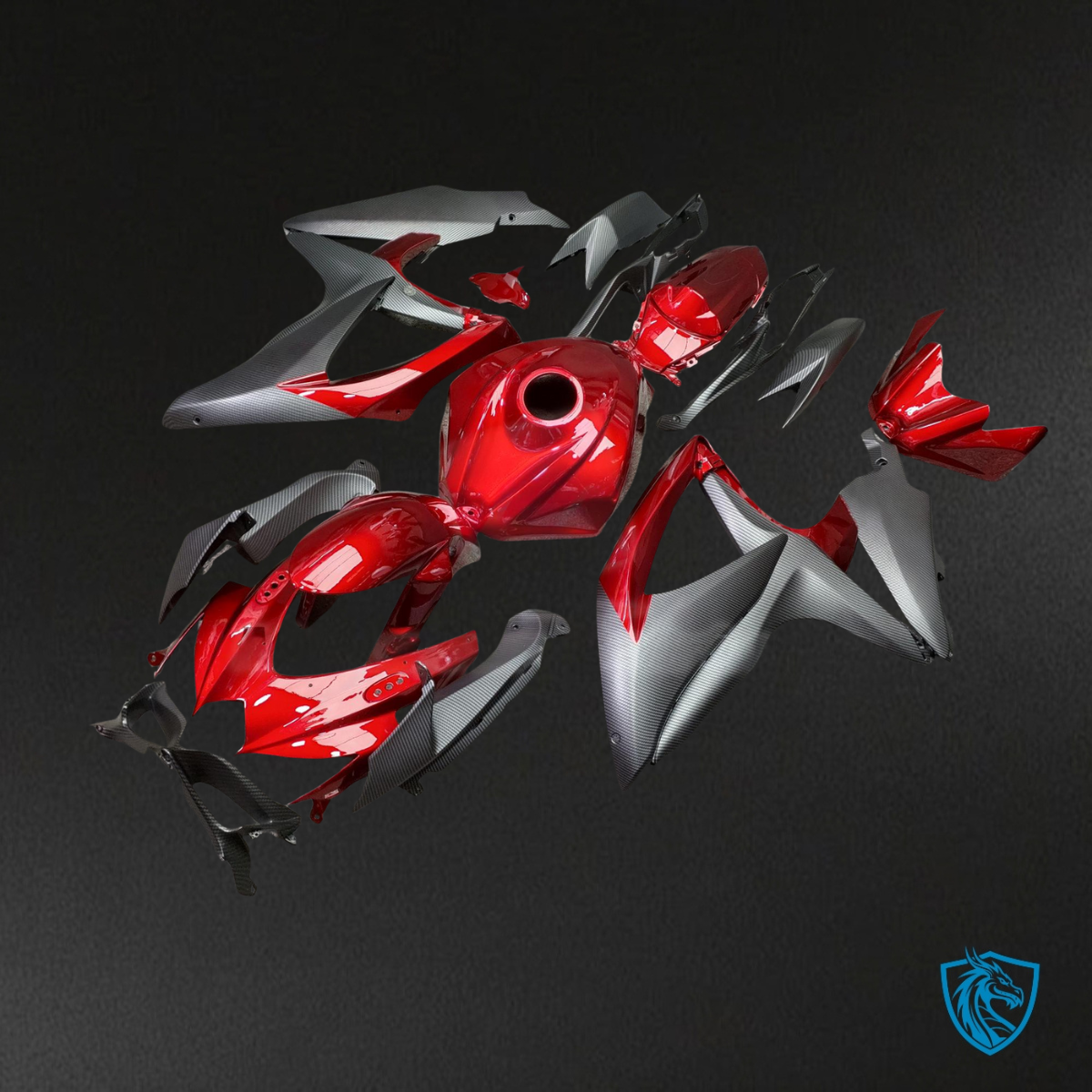 Suzuki GSXR 600-750 (2008-2010) Gloss Candy Red & Silver - Custom ABS Fairing Kit