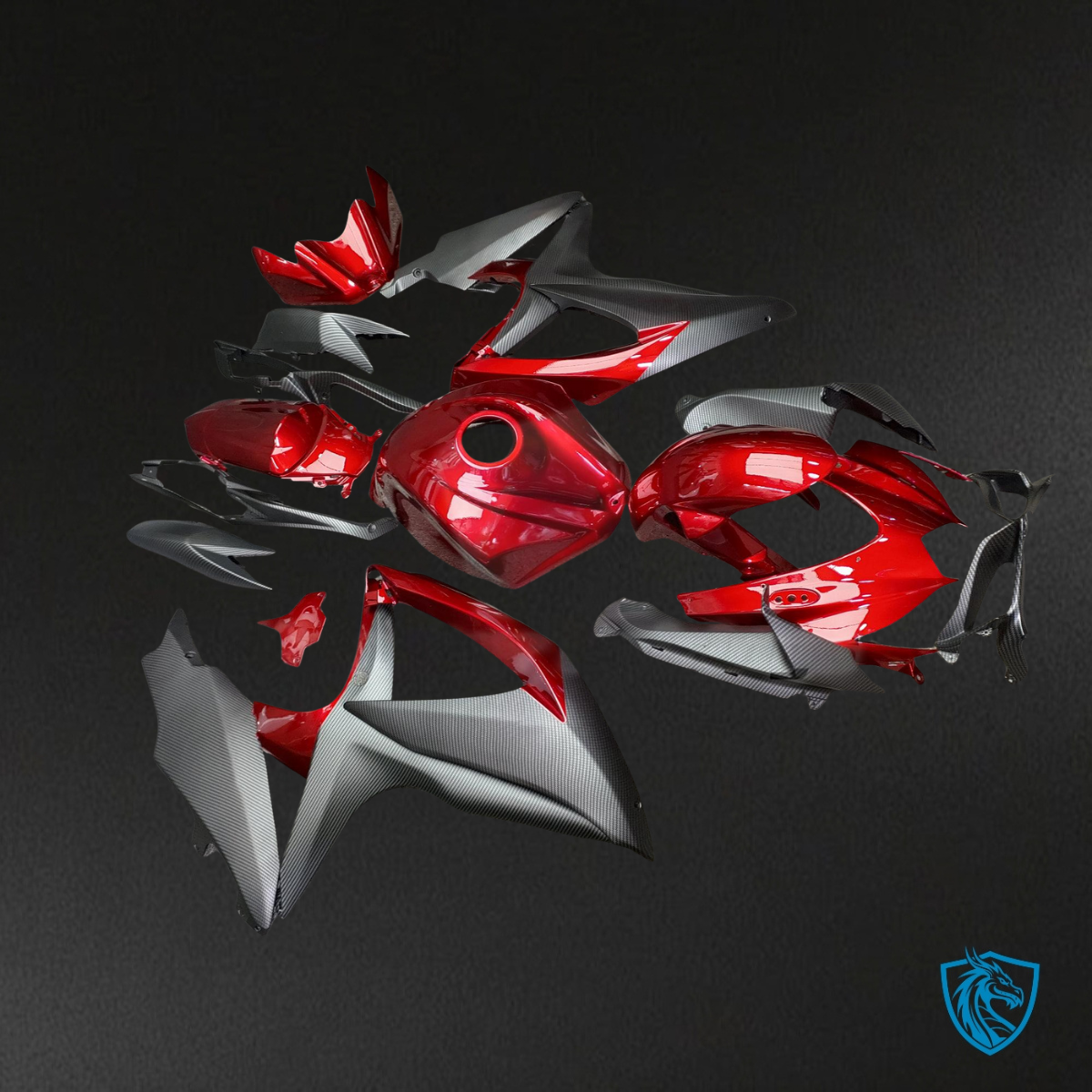 Suzuki GSXR 600-750 (2008-2010) Gloss Candy Red & Silver - Custom ABS Fairing Kit