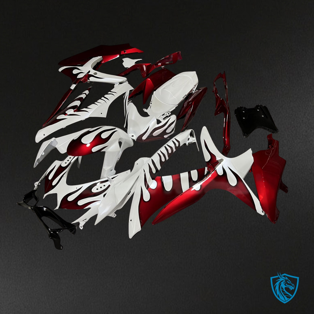 Suzuki GSXR 600-750 (2008-2010) Gloss Red & White  Fairing Kit - Aftermarket ABS Bodywork
