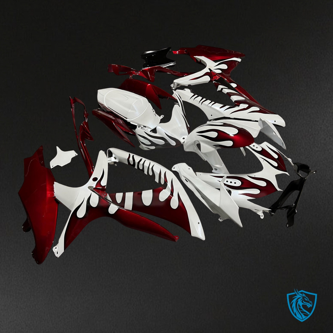 Suzuki GSXR 600-750 (2008-2010) Gloss Red & White  Fairing Kit - Aftermarket ABS Bodywork