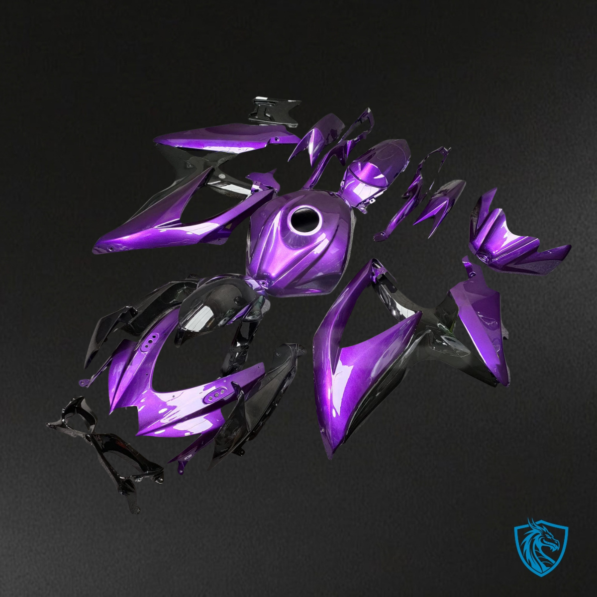 Suzuki GSXR 600-750 (2008-2010) Gloss Purple & Black - Custom ABS Fairing Kit