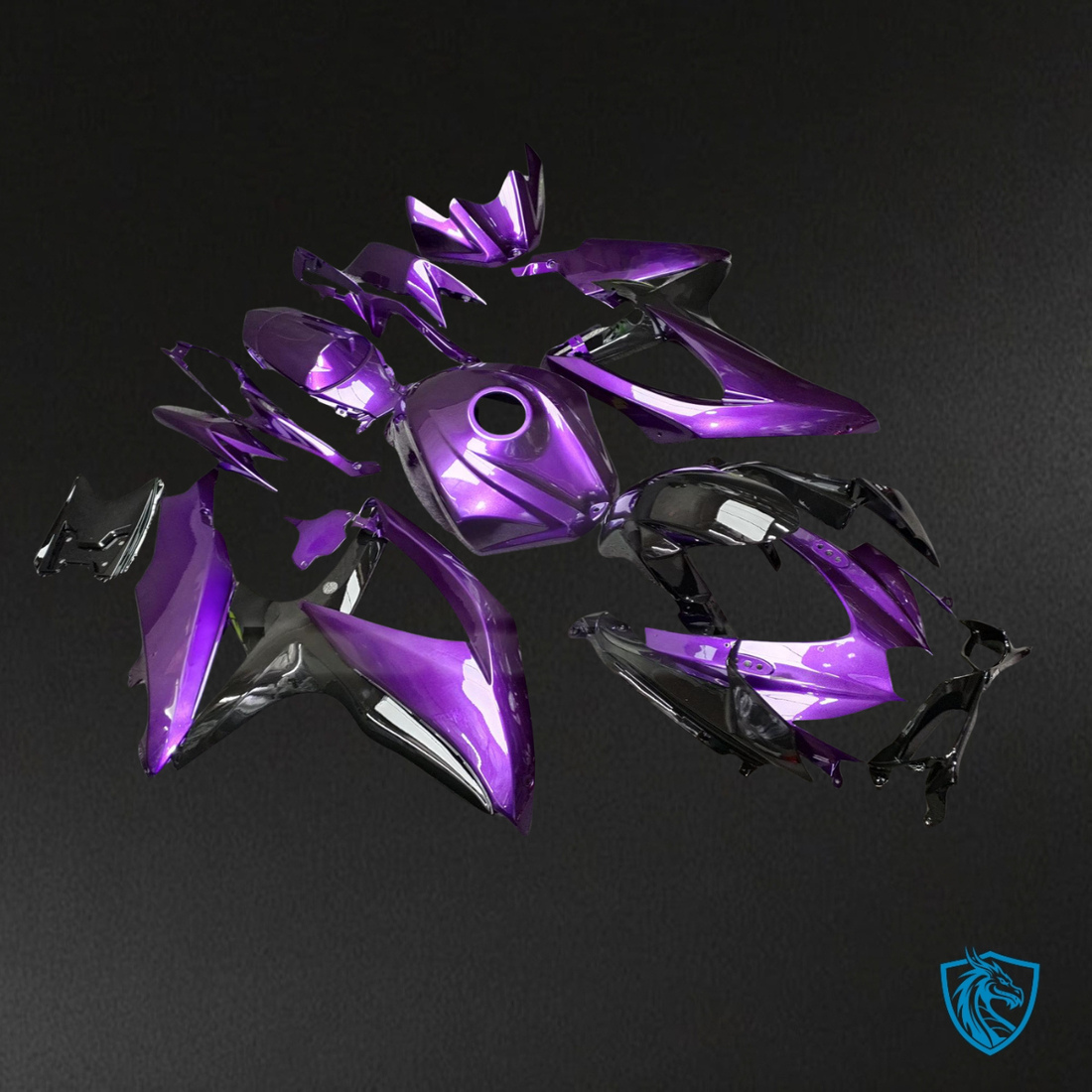 Suzuki GSXR 600-750 (2008-2010) Gloss Purple & Black - Custom ABS Fairing Kit