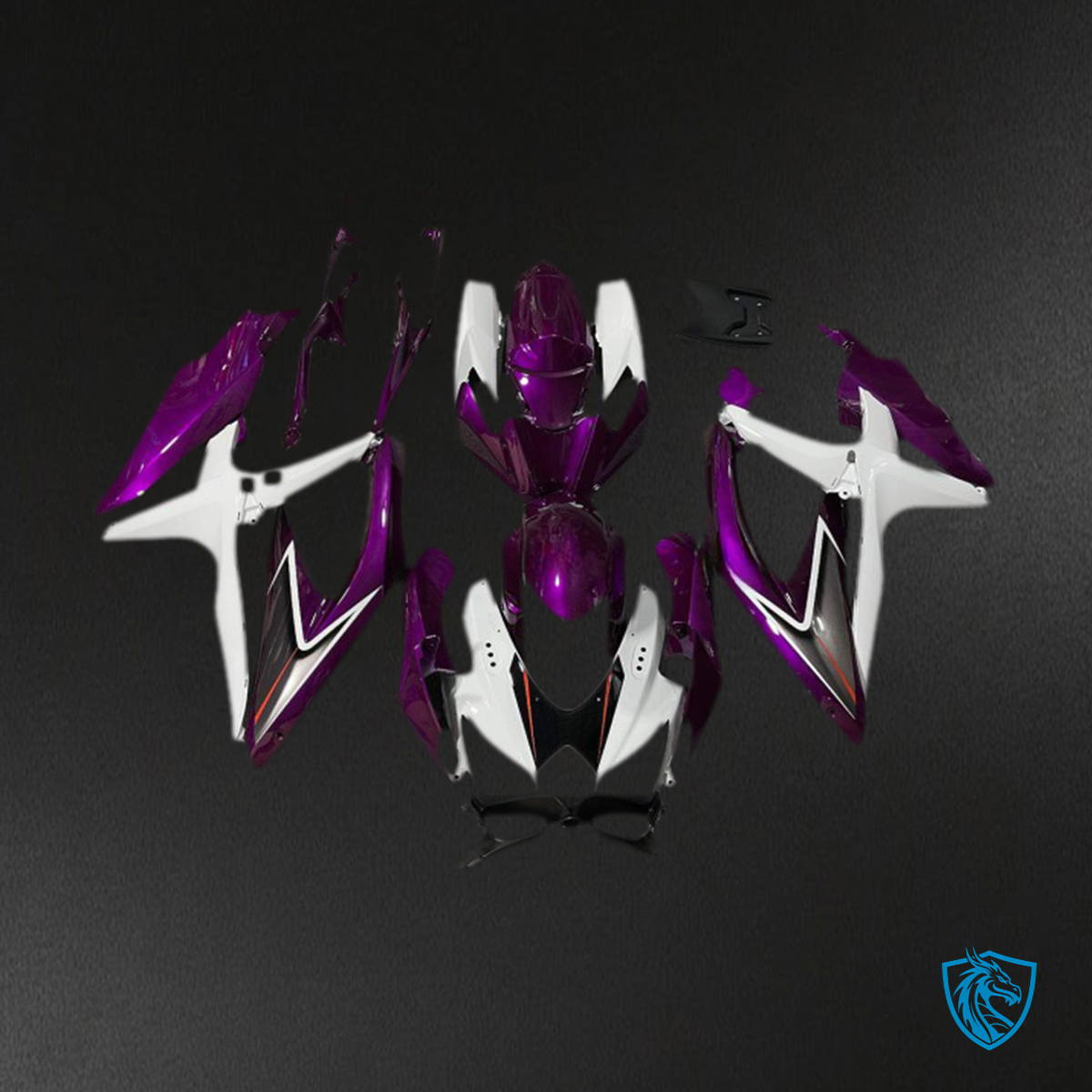 Suzuki GSXR 600-750 (2008-2010) Gloss Purple & White - MERGEment Motorcycle Fairings Kit
