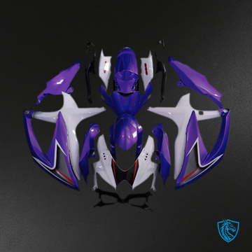 Suzuki GSXR 600-750 (2008-2010) Gloss Purple & White Motorcycle Fairings Kit - Aftermarket ABS Bodywork