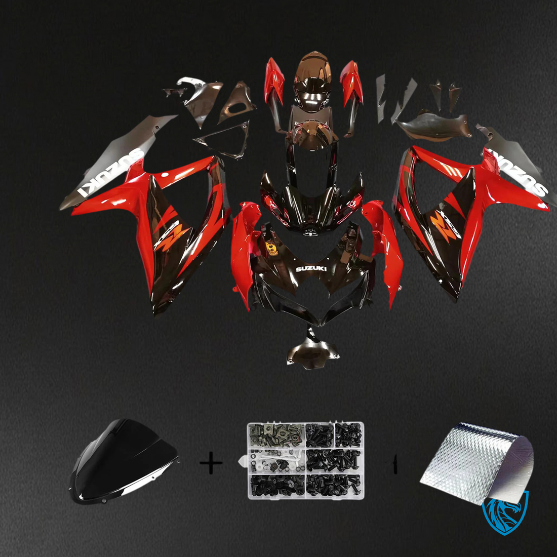 Suzuki GSXR 600-750 (2008-2010) Red & Black Style 2 - Fairing Kit