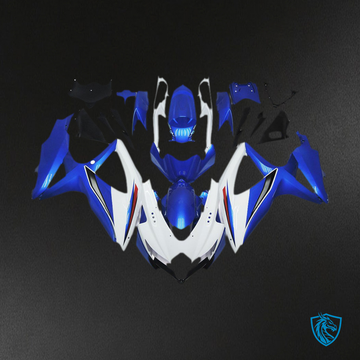 Suzuki GSXR 600-750 (2008-2010) Gloss White, Silver & Blue Motorcycle Fairings Kit | ABS Bodywork