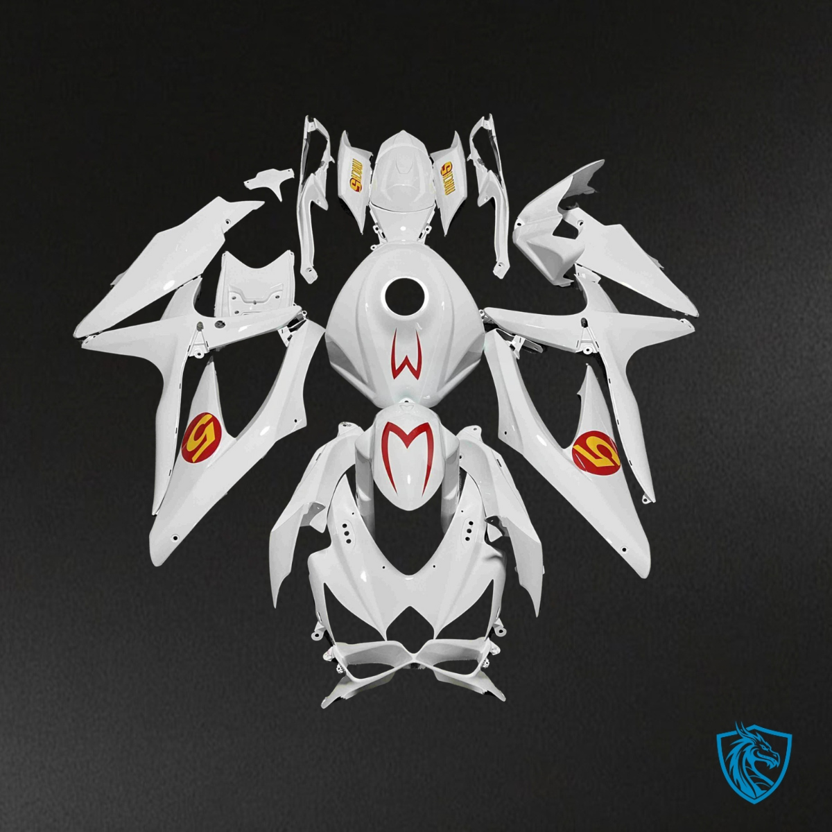 Suzuki GSXR 600-750 (2008-2010) Gloss White Speed Racer - MERGEment Motorcycle Fairings Kit