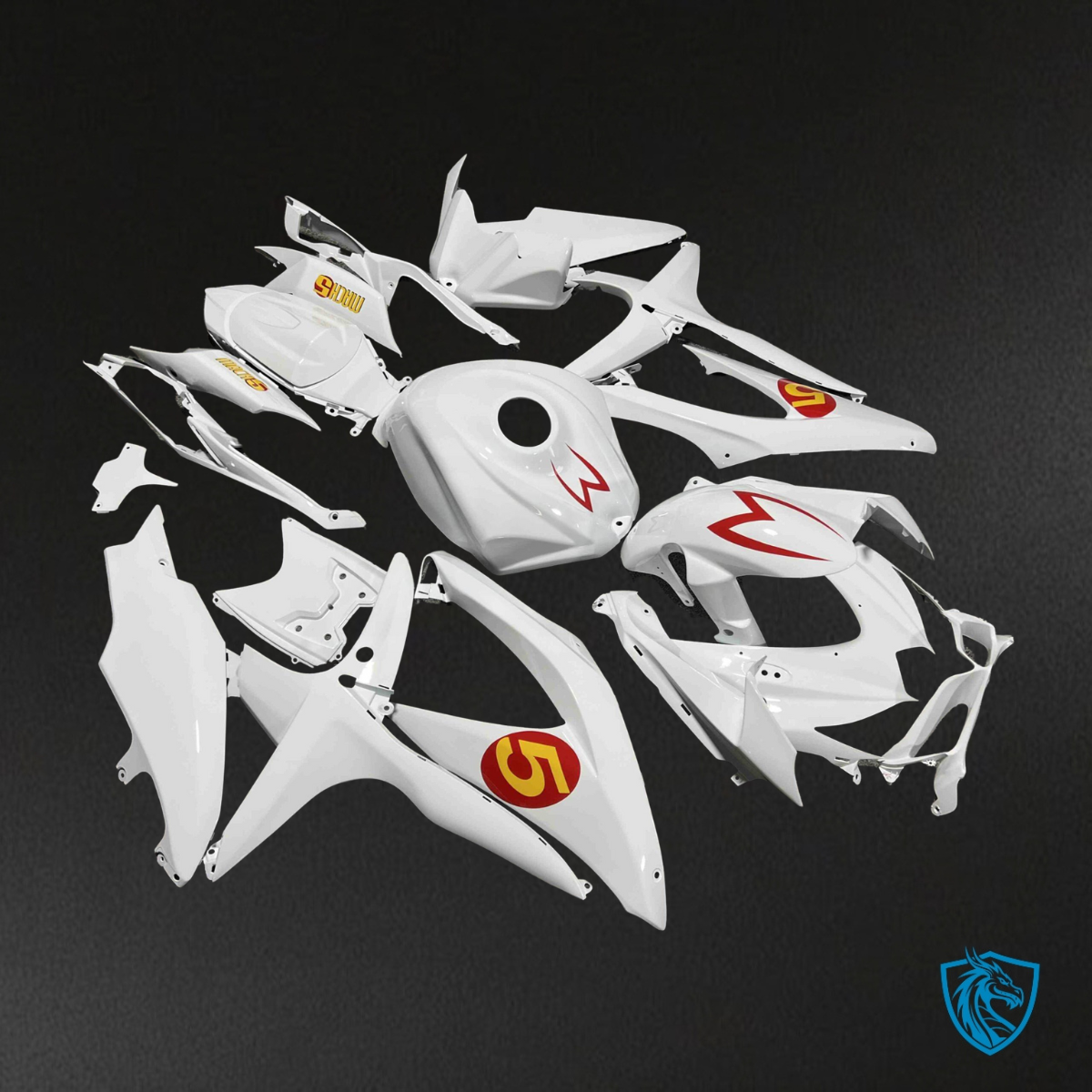 Suzuki GSXR 600-750 (2008-2010) Gloss White Speed Racer - MERGEment Motorcycle Fairings Kit