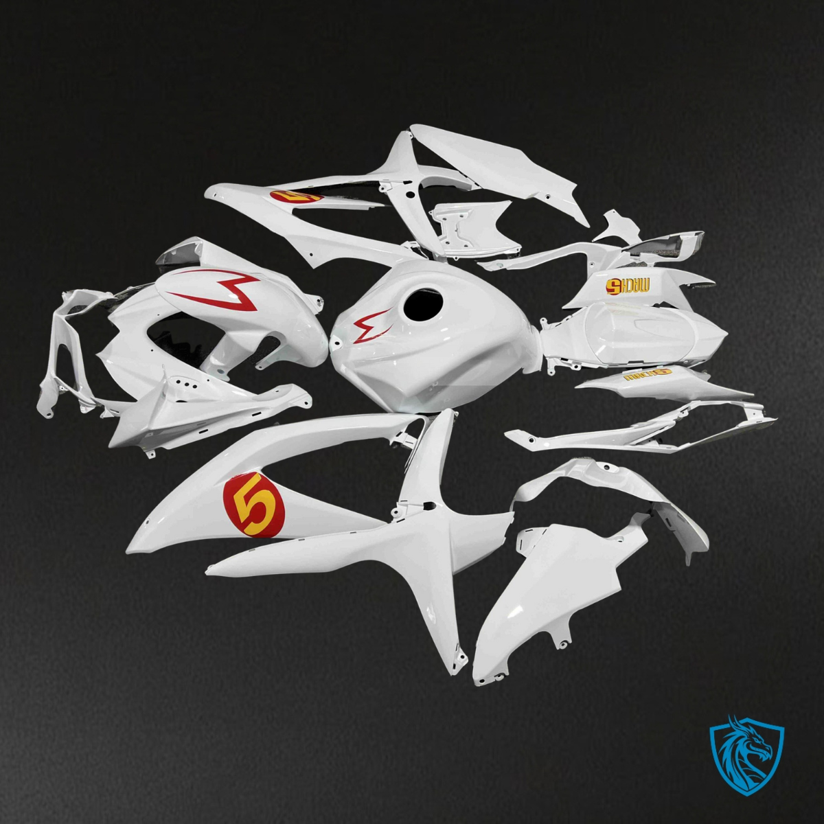 Suzuki GSXR 600-750 (2008-2010) Gloss White Speed Racer - MERGEment Motorcycle Fairings Kit