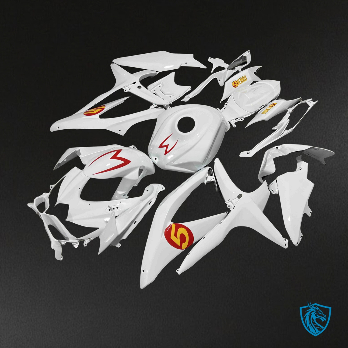 Suzuki GSXR 600-750 (2008-2010) Gloss White Speed Racer - MERGEment Motorcycle Fairings Kit