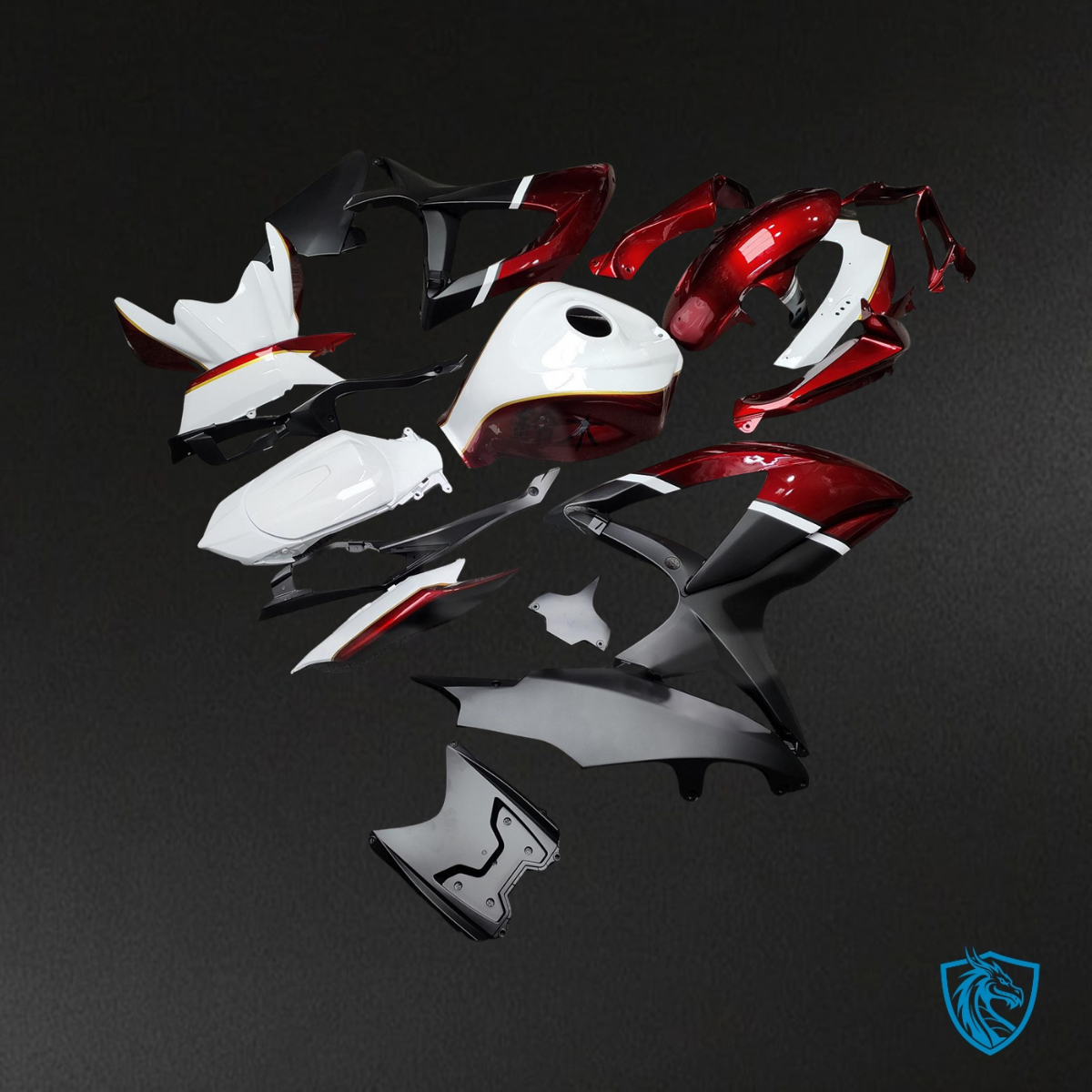 Suzuki GSXR 600-750 (2008-2010) White, Black & Candy Red Fairing Kit - Aftermarket ABS Bodywork