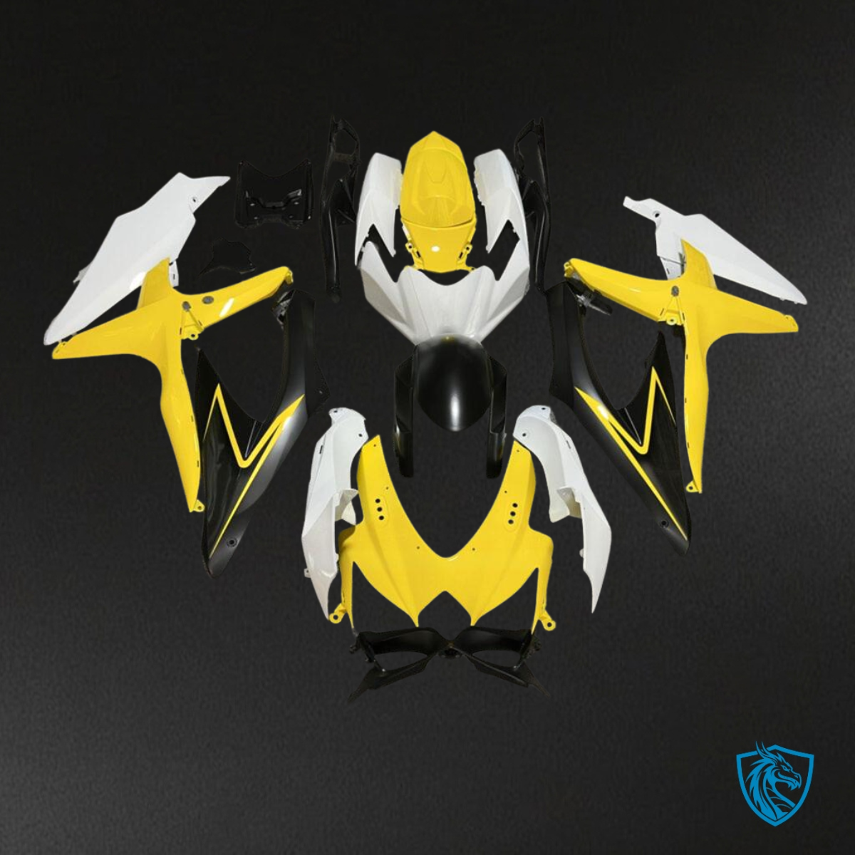 Suzuki GSXR 600-750 (2008-2010) Gloss Yellow, Black & White Fairing Kit | ABS Bodywork