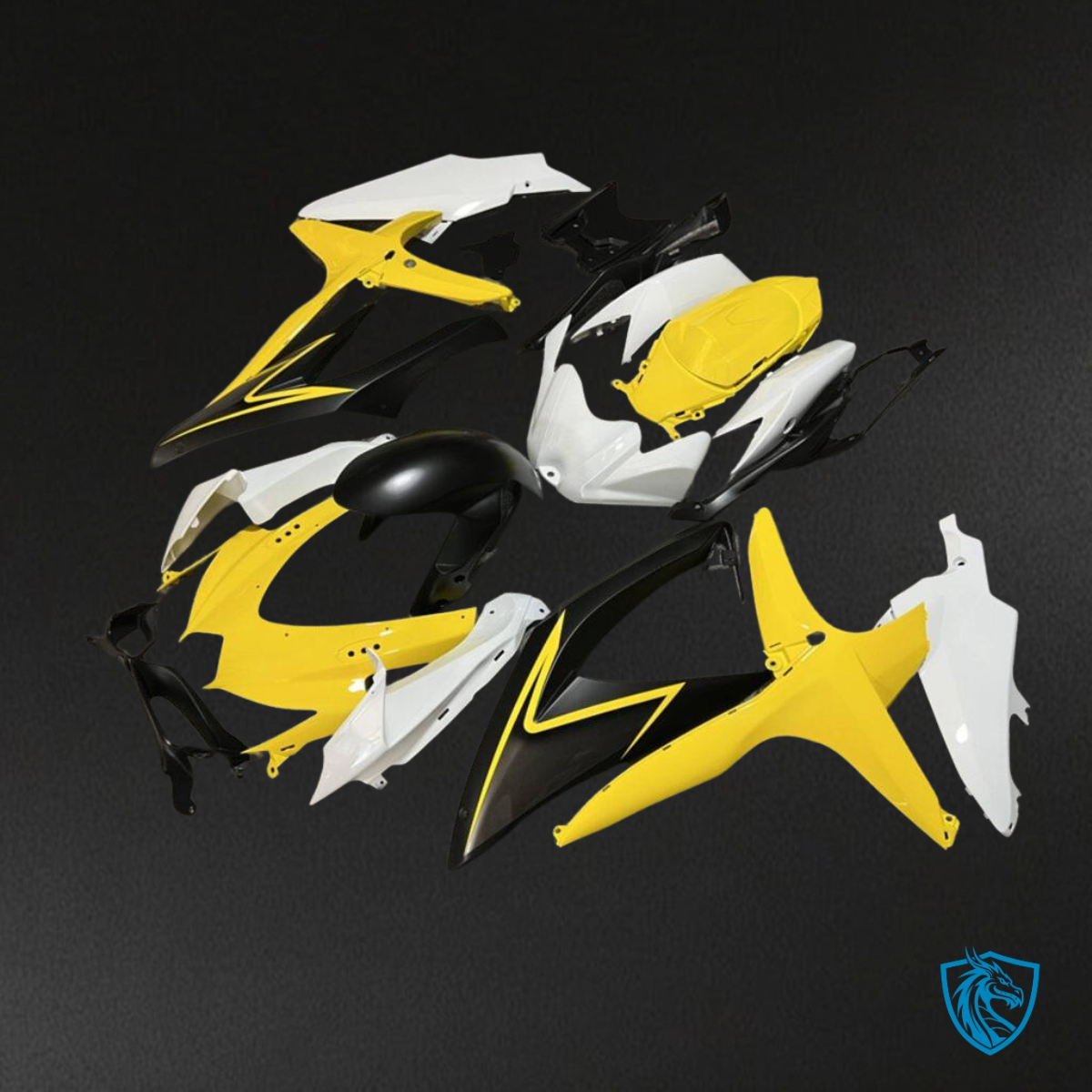 Suzuki GSXR 600-750 (2008-2010) Gloss Yellow, Black & White Fairing Kit | ABS Bodywork