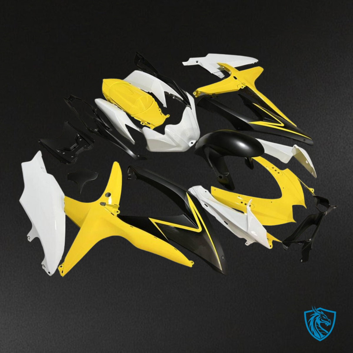 Suzuki GSXR 600-750 (2008-2010) Gloss Yellow, Black & White Fairing Kit | ABS Bodywork