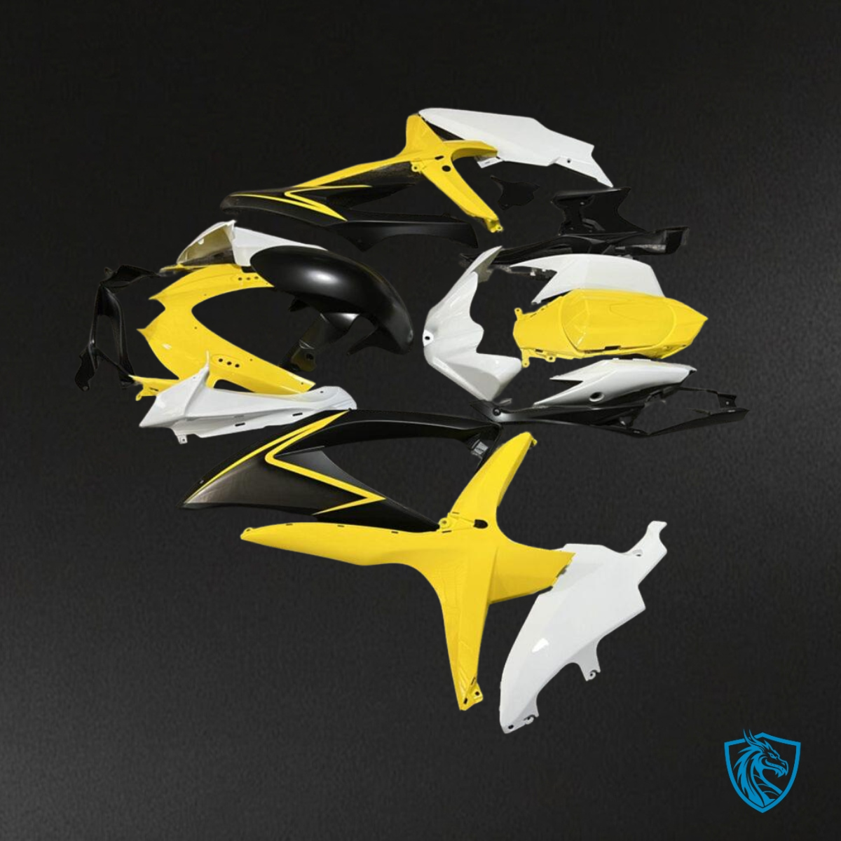 Suzuki GSXR 600-750 (2008-2010) Gloss Yellow, Black & White Fairing Kit | ABS Bodywork