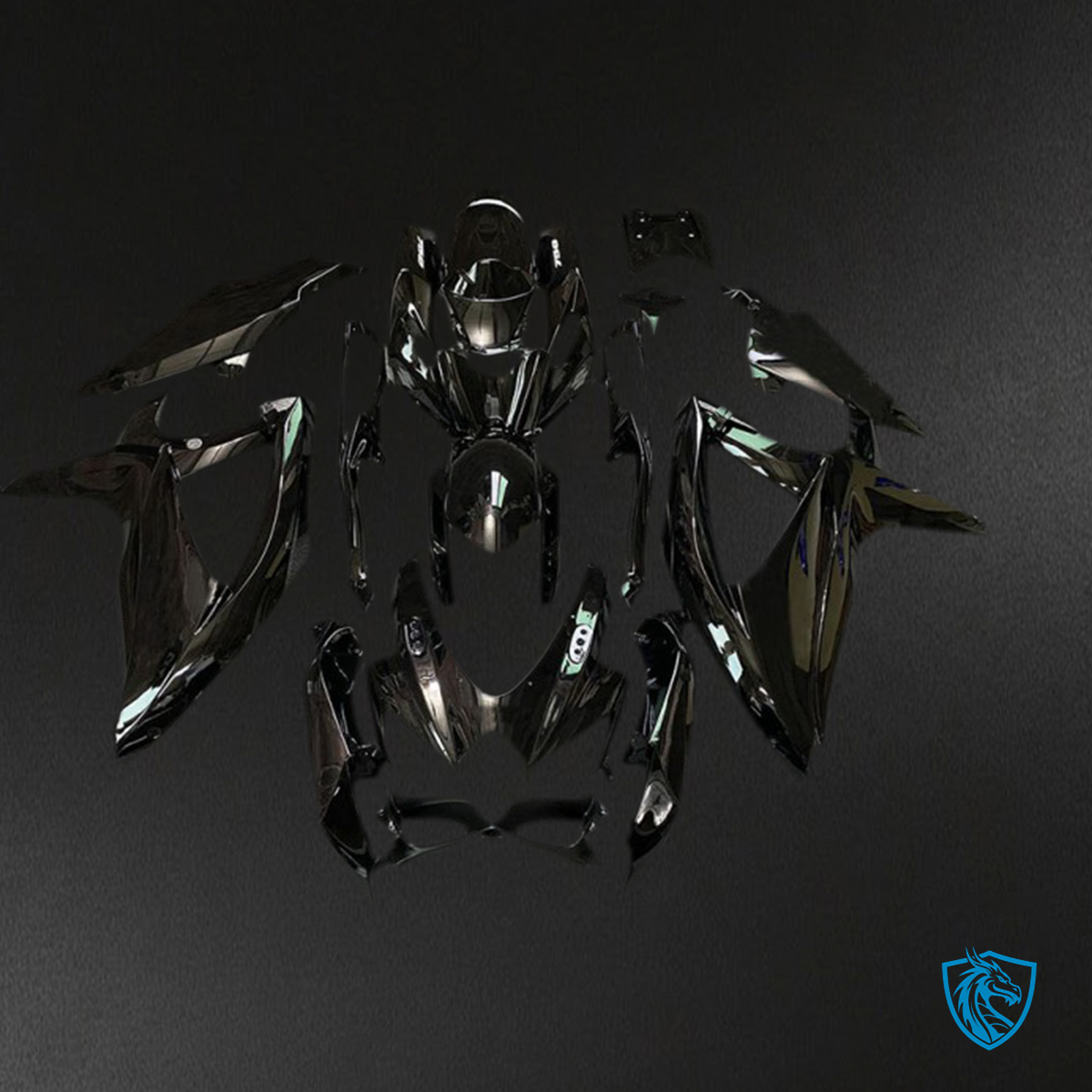 Suzuki GSXR 600-750 (2008-2010) Glossy Black & White Logos - MERGEment Motorcycle Fairings Kit