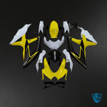 Suzuki GSXR 600-750 (2008-2010) Glossy Yellow & White Motorcycle - Custom ABS Fairing Kit