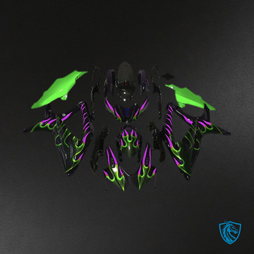 Suzuki GSXR 600-750 (2008-2010) Green Magenta Flame - MERGEment Motorcycle Fairings Kit