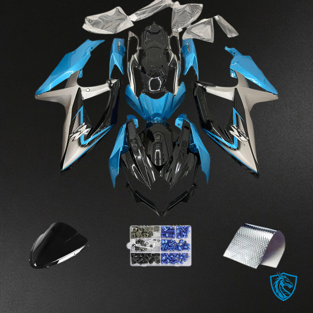 Suzuki GSXR 600-750 (2006-2007) Blue & Silver K6 - Custom ABS Fairing Kit