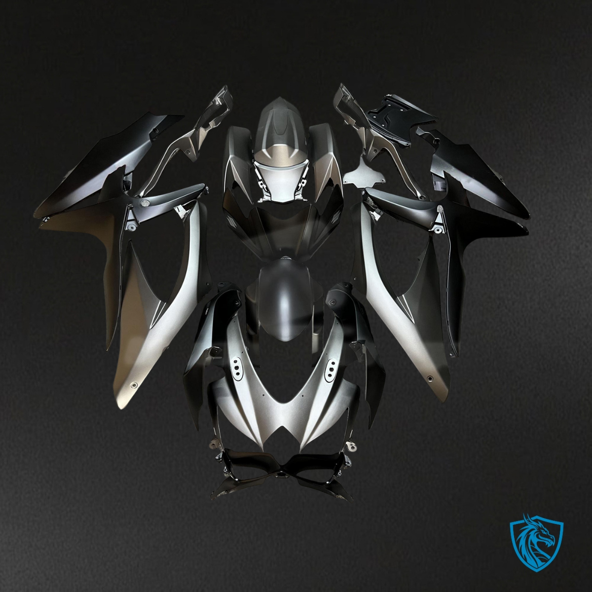 Suzuki GSXR 600-750 (2008-2010) Matte Black & Dark Gray - Custom ABS Fairing Kit