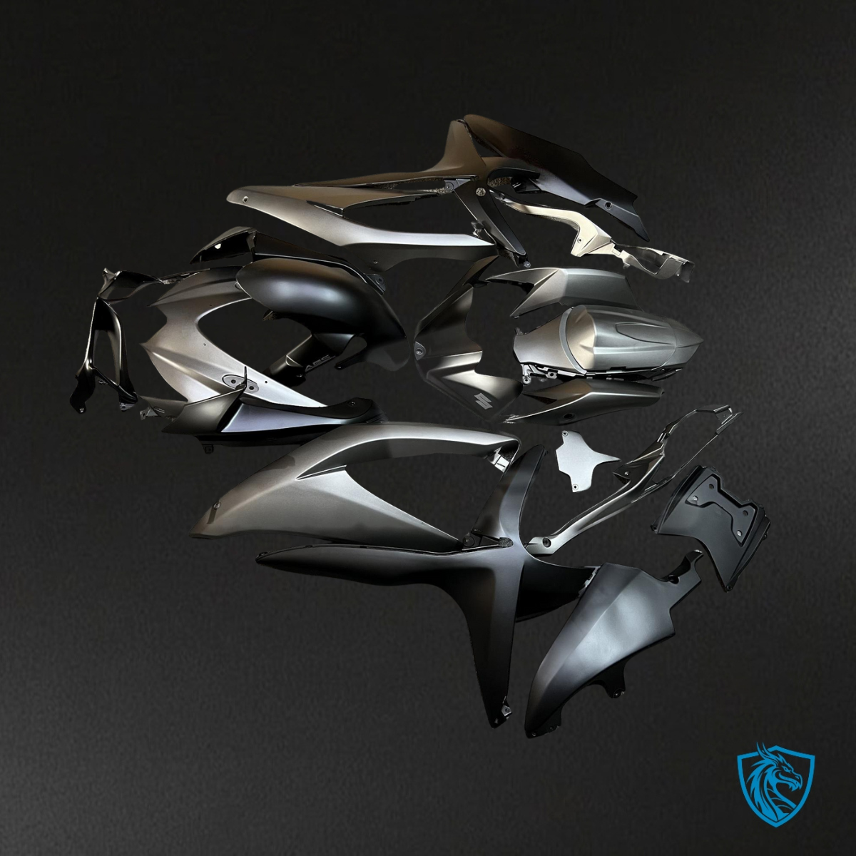 Suzuki GSXR 600-750 (2008-2010) Matte Black & Dark Gray - Custom ABS Fairing Kit