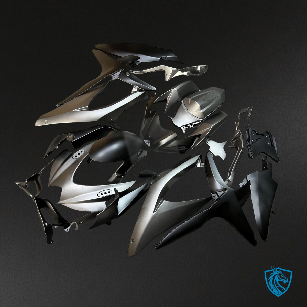 Suzuki GSXR 600-750 (2008-2010) Matte Black & Dark Gray - Custom ABS Fairing Kit