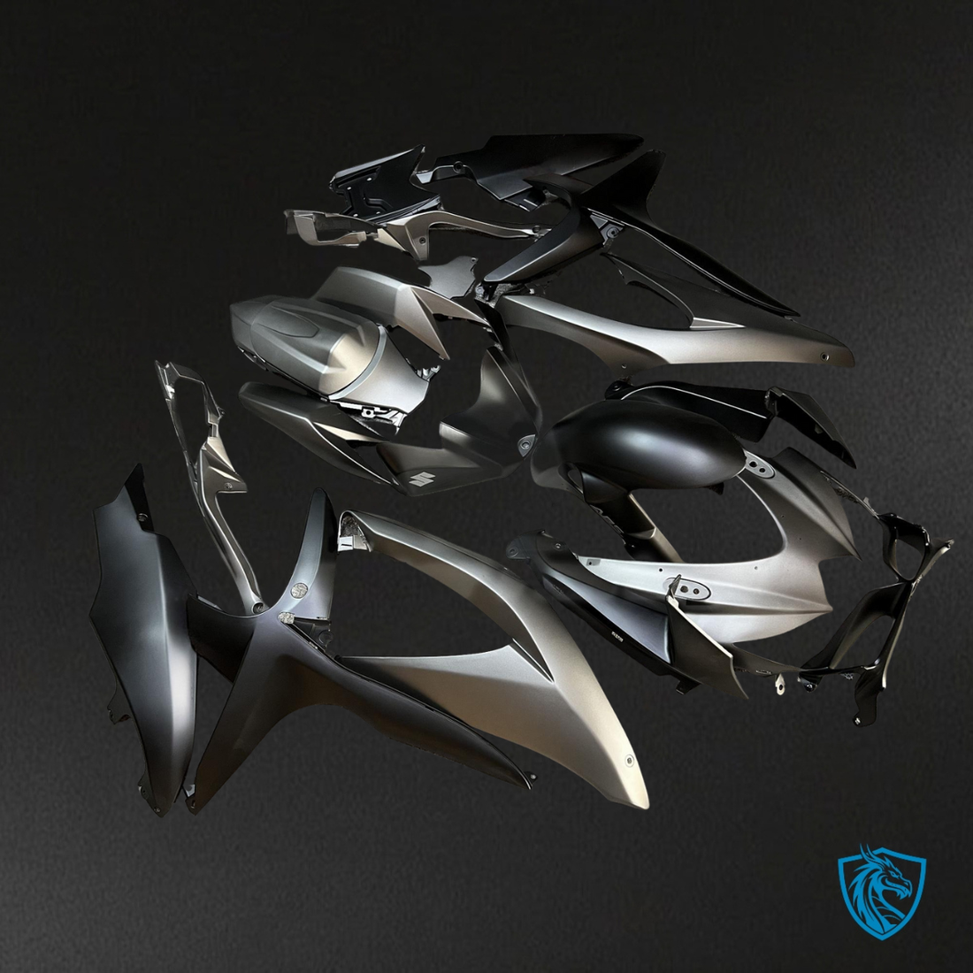 Suzuki GSXR 600-750 (2008-2010) Matte Black & Dark Gray - Custom ABS Fairing Kit