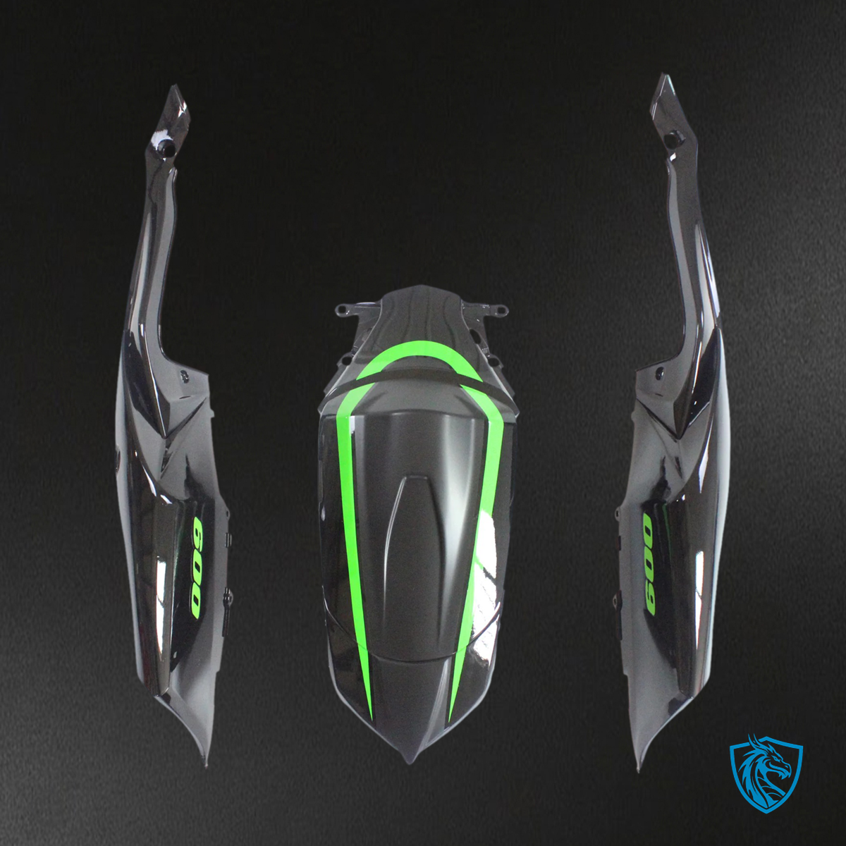 Suzuki GSXR 600-750 (2008-2010) Matte Black & Green - Fairing Kit