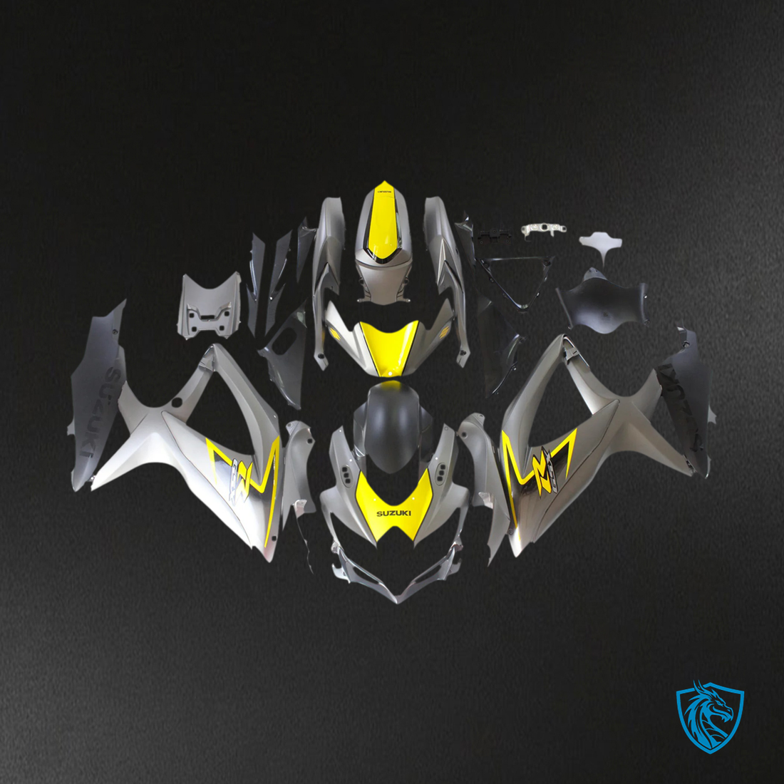 Suzuki GSXR 600-750 (2008-2010) Matte Dark Gray & Yellow - Fairing Kit
