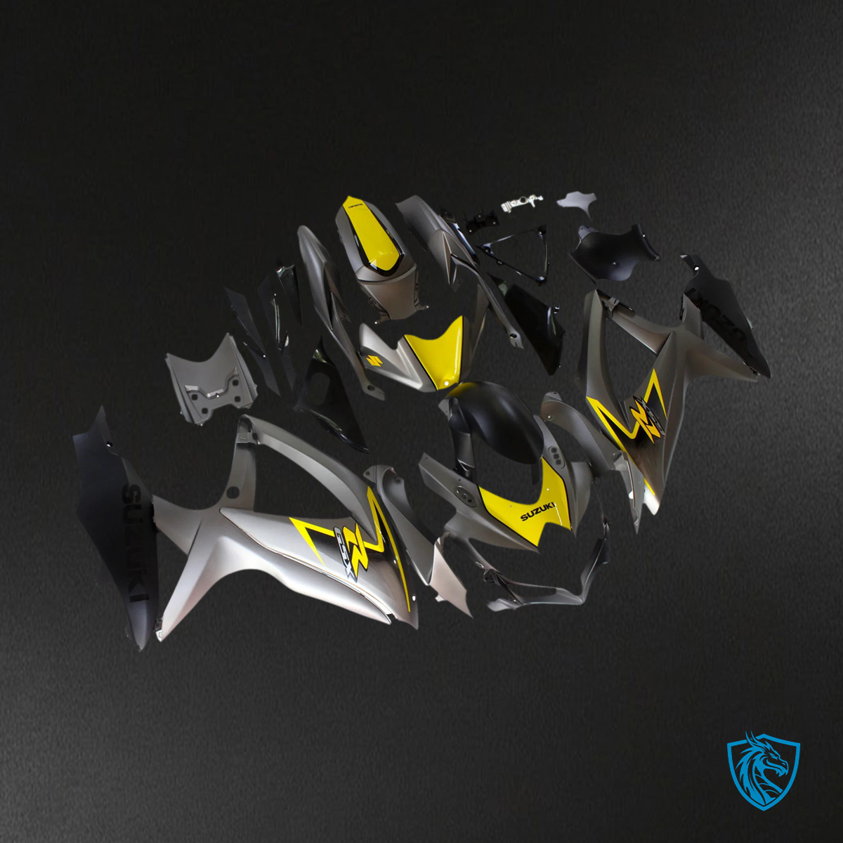 Suzuki GSXR 600-750 (2008-2010) Matte Dark Gray & Yellow - Fairing Kit