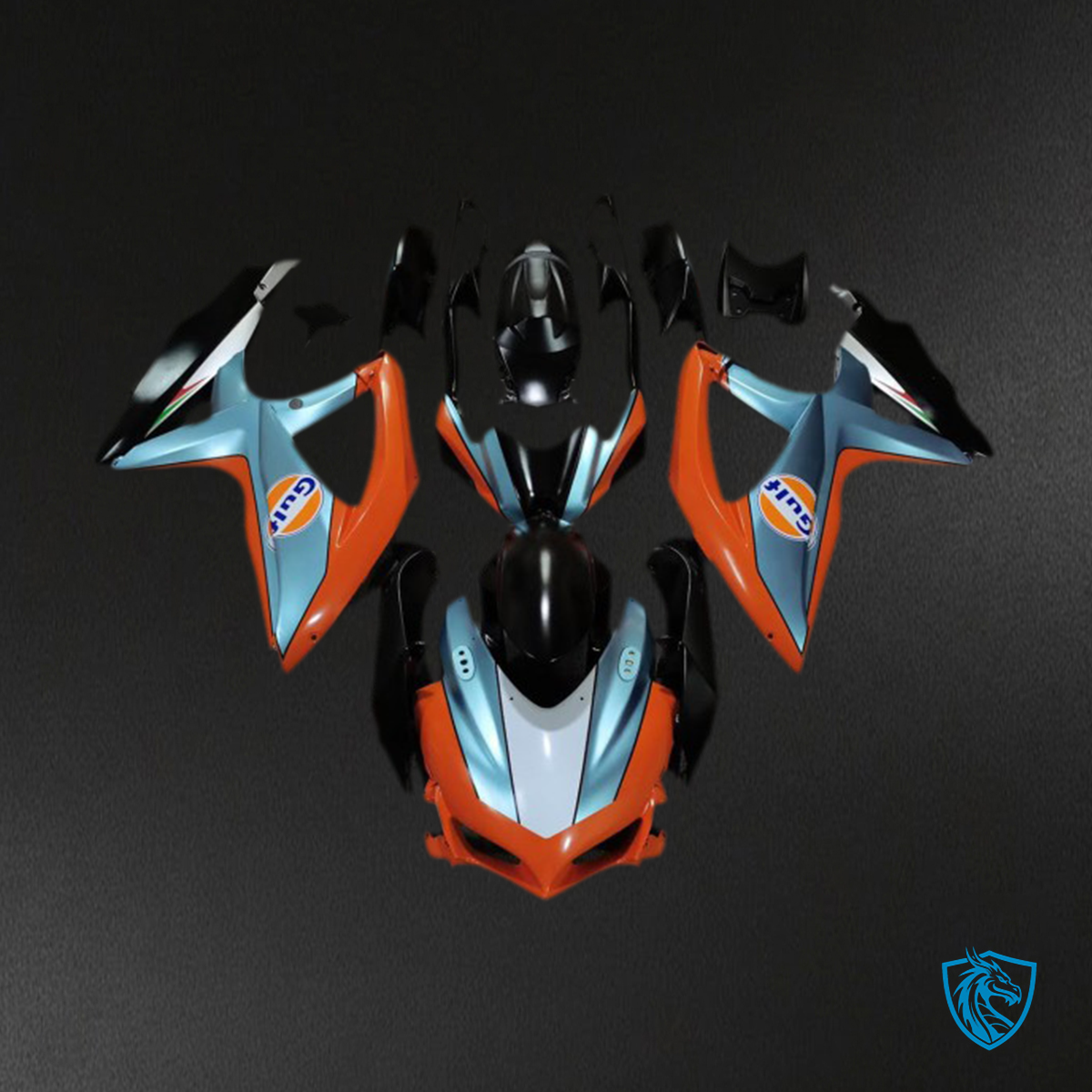 Suzuki GSXR 600-750 (2008-2010) Orange, Blue & Black Motorcycle - Custom ABS Fairing Kit
