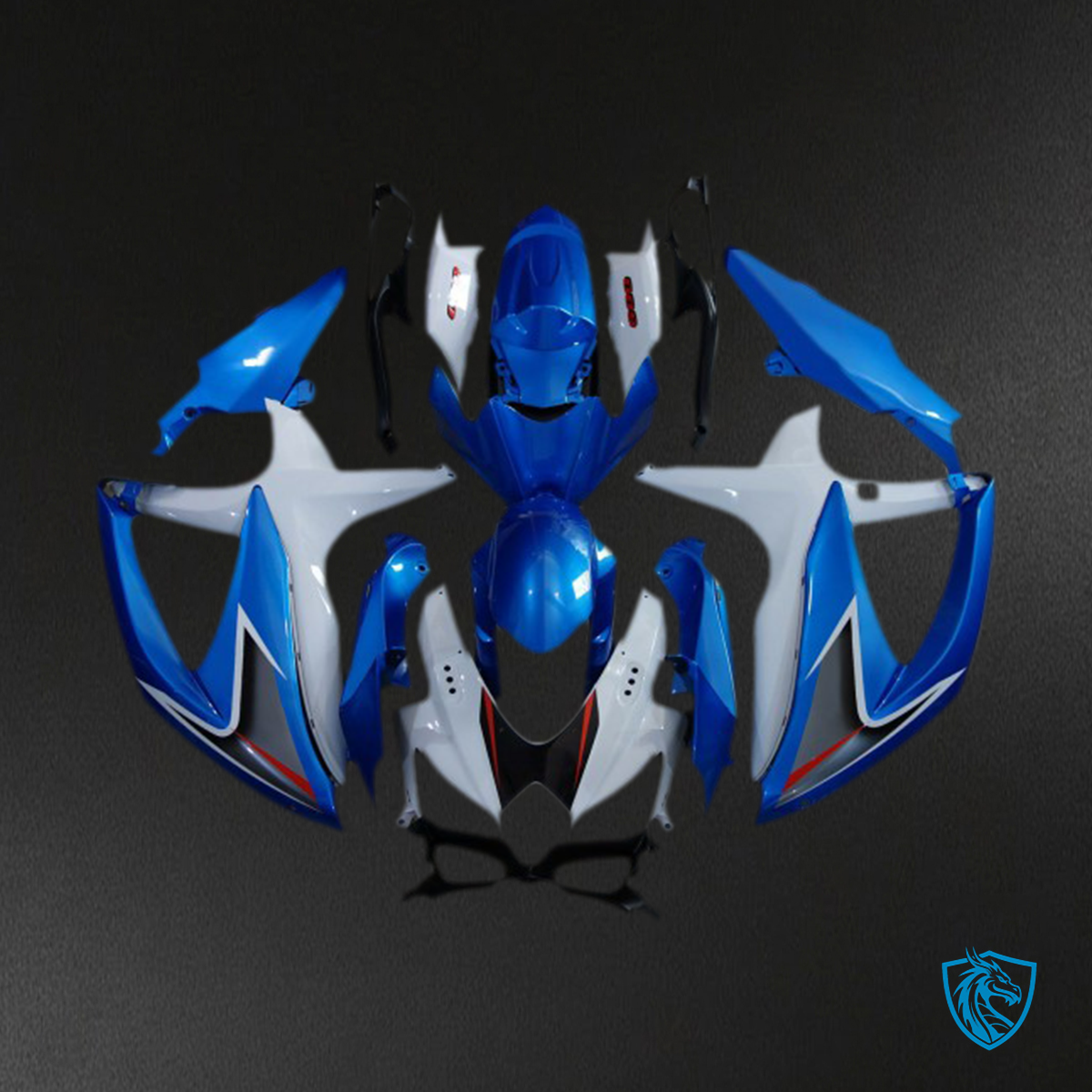 Suzuki GSXR 600-750 (2008-2010) Metallic Blue & White - MERGEment Motorcycle Fairings Kit
