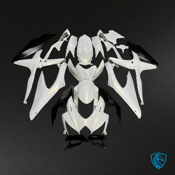 Suzuki GSXR 600-750 (2008-2010) Pearl White & Matte Black - MERGEment Motorcycle Fairings Kit