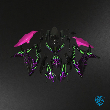 Suzuki GSXR 600-750 (2008-2010) Purple & Green Flame Motorcycle Fairings Kit - Aftermarket ABS Bodywork