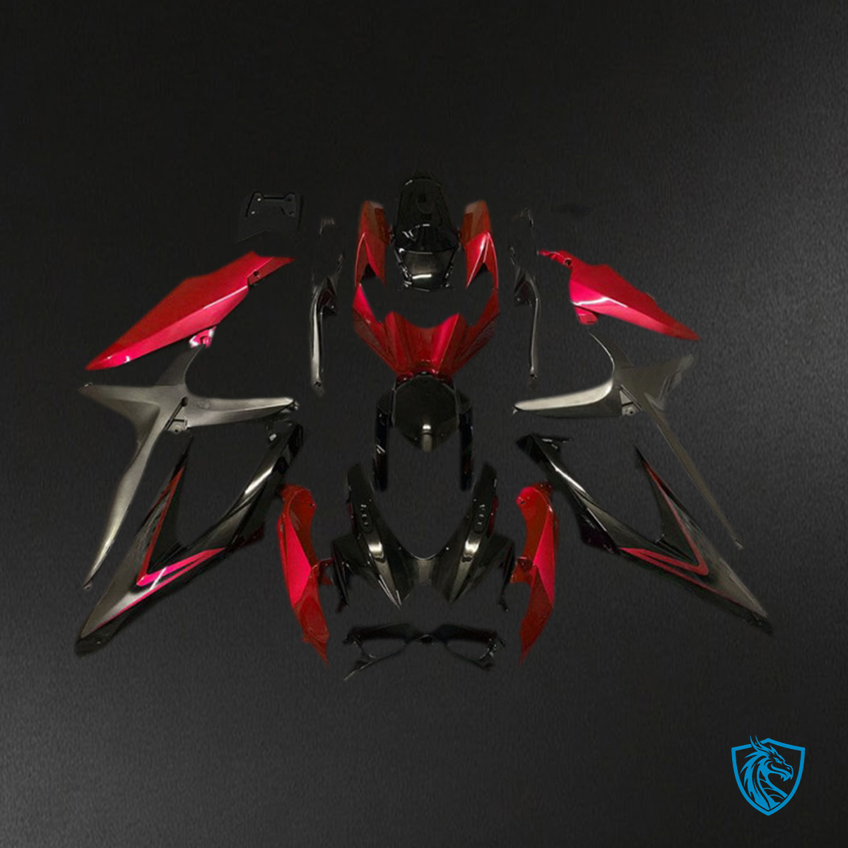 Suzuki GSXR 600-750 (2008-2010) Gloss Red & Black - MERGEment Motorcycle Fairings Kit