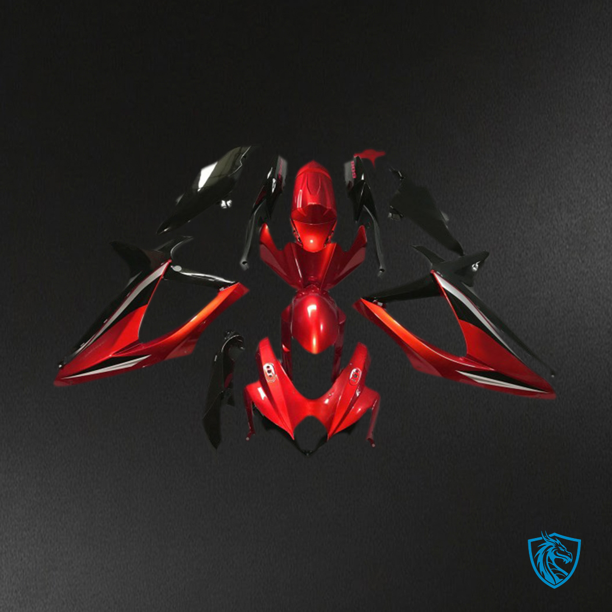 Suzuki GSXR 600-750 (2008-2010) Glossy Red Motorcycle Fairings Kit - Aftermarket ABS Bodywork