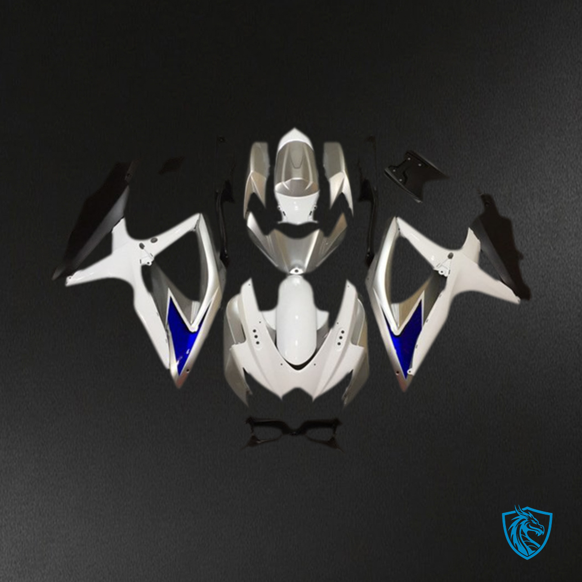 Suzuki GSXR 600-750 (2008-2010) Silver, White & Blue - MERGEment Motorcycle Fairings Kit