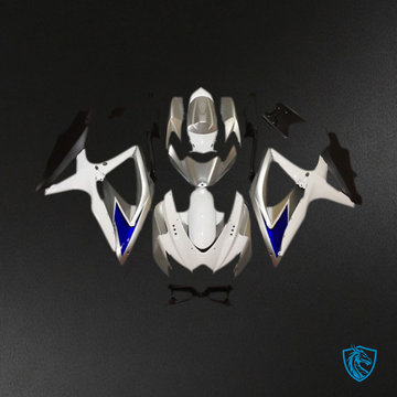 Suzuki GSXR 600-750 (2008-2010) Silver, White & Blue - MERGEment Motorcycle Fairings Kit