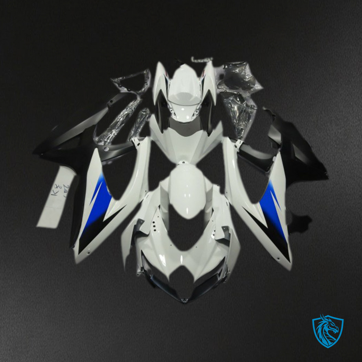 Suzuki GSXR 600-750 (2008-2010) White & Black Motorcycle - Custom ABS Fairing Kit
