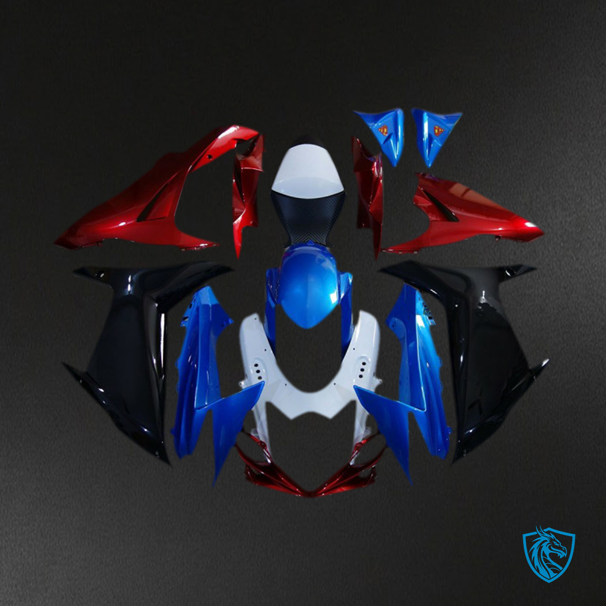 Suzuki GSXR 600-750 (2011-2024) Blue, Red & White - MERGEment Motorcycle Fairings Kit